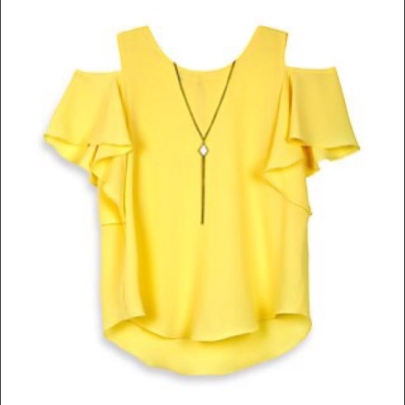 A. Byer Tops - FREE w purch, NWOT, cold shoulder, yellow flutter summer blouse